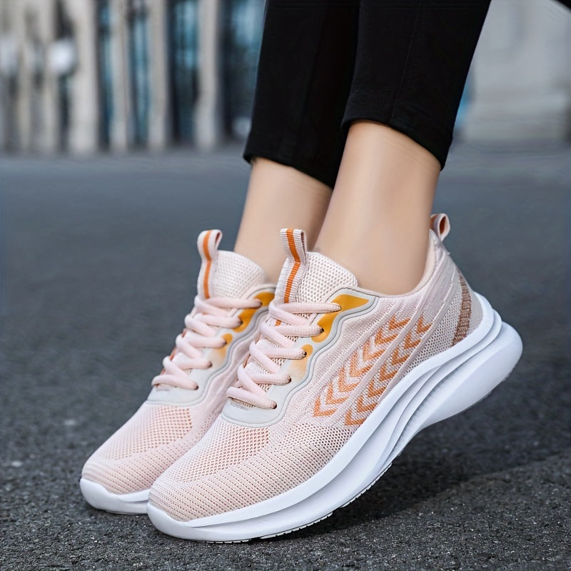 Women's Arrow Pattern Running Shoes Flying Woven Gym Lace Up Outdoor Sneakers