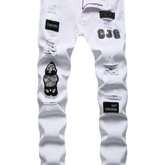 Men Ripped Distressed Denim Jeans Slim Fit Pants