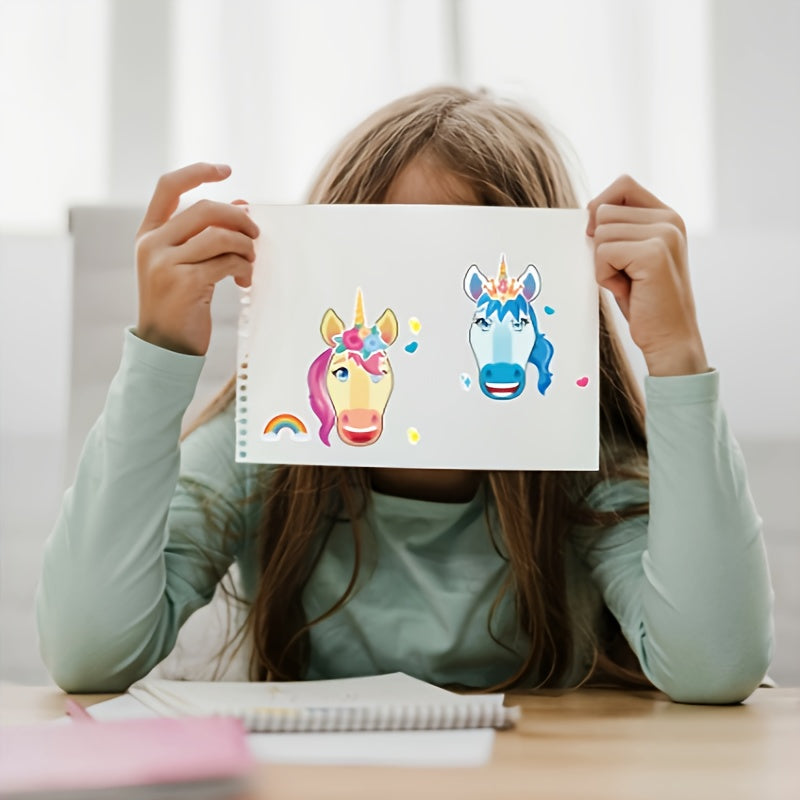 24pcs Unicorn Face Sticker Set DIY Craft Make Your Own Party Favor Supplies