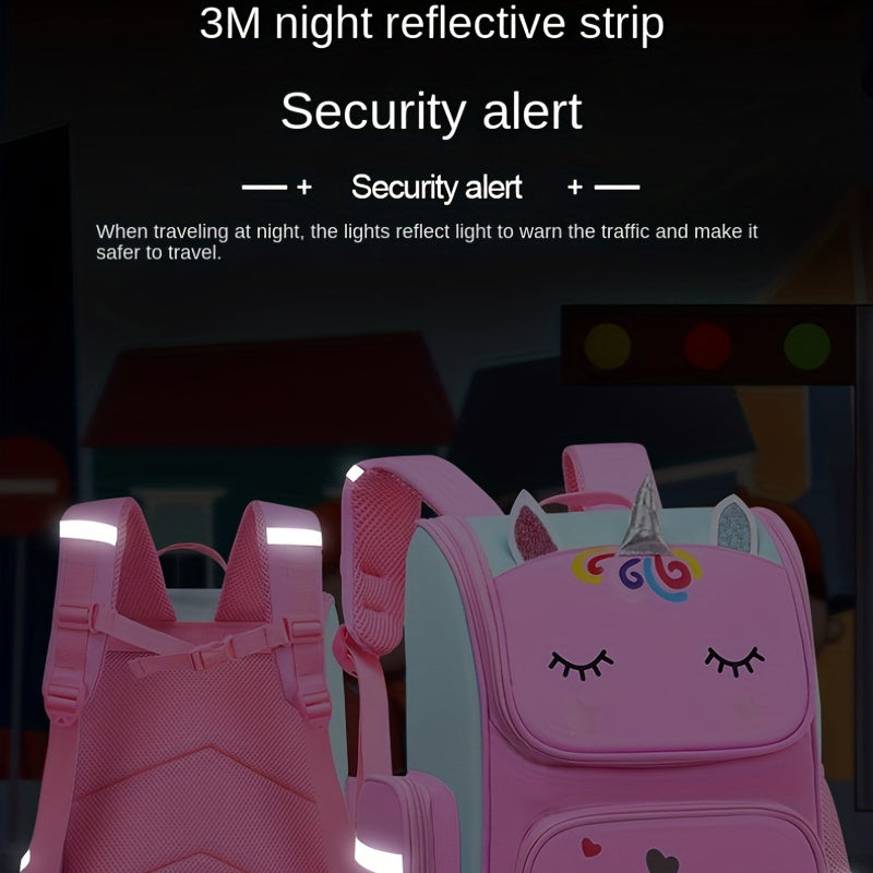 Unicorn Pattern Children's Backpack with Reflective Strip