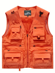 Men's Zipper Cargo Vest For Spring Summer Outwear