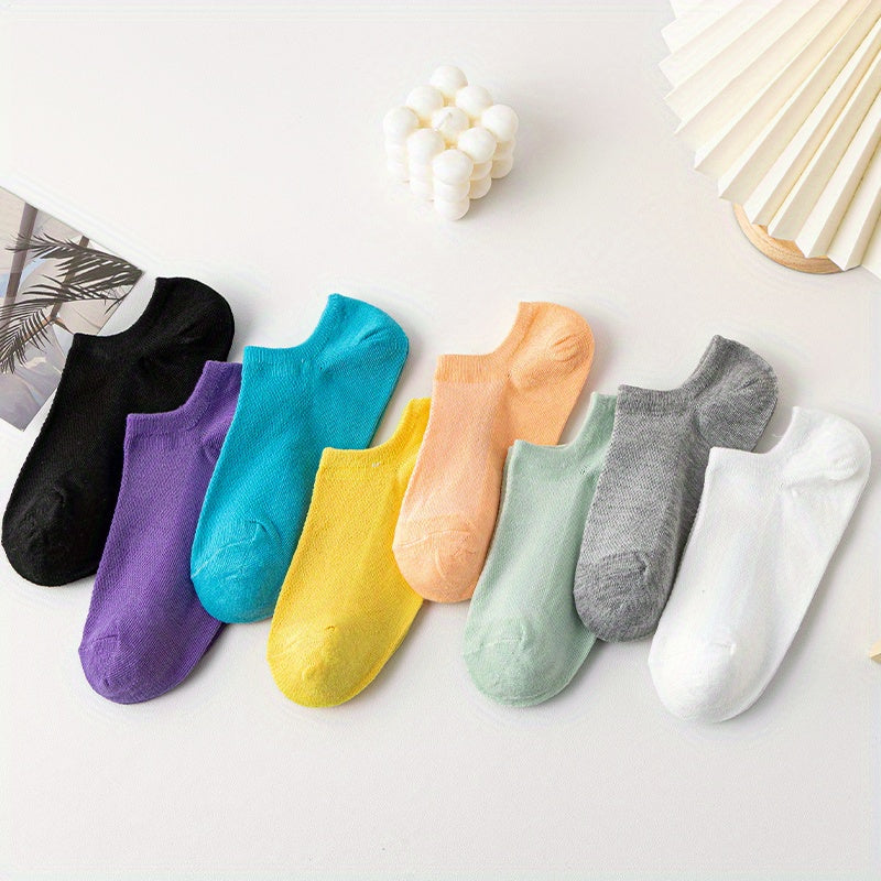 8 Pairs Solid Ankle Socks Soft & Lightweight All match Socks Women's Stockings