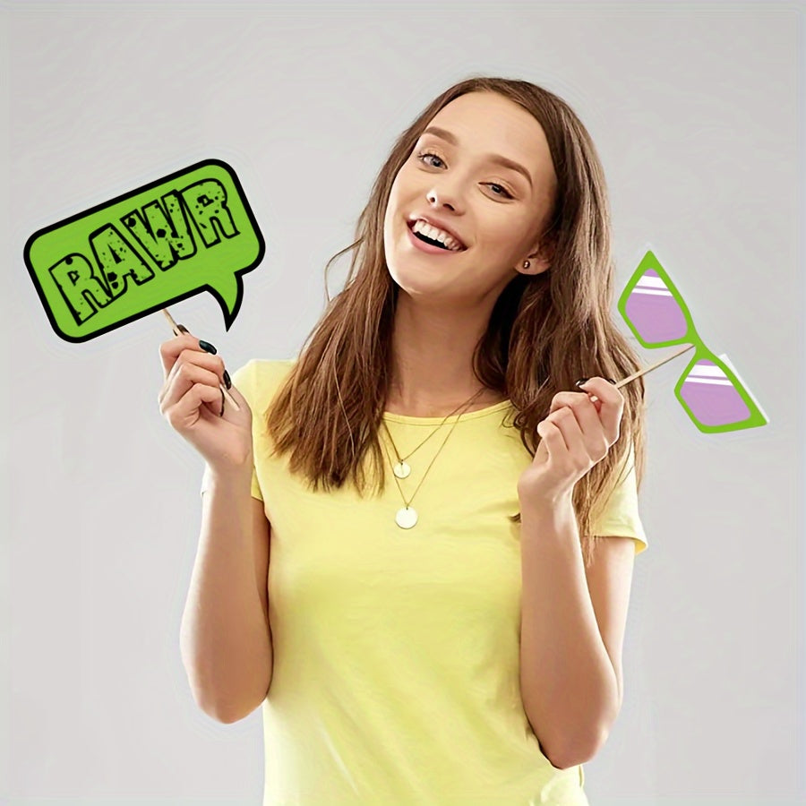 30pc Dinosaur Photo Booth Props Set for Birthday & Party Decorations