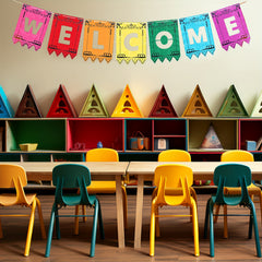 Colorful School Letter Pull Flag Welcome Banners - Classroom Decoration