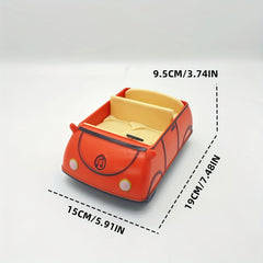 Red Toy Car Moving Wheels Animated Character Figurine Compartment No Needed