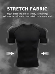 3 Pcs Men's Short Sleeve Quick Drying Compression T-Shirt for Fitness