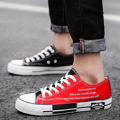 Women's Letter Pattern Canvas Skate Shoes Low Top Round Toe Casual Sporty Shoes