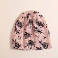 Feather Flower Lace Beanie Elastic Skull Hat Thin Breathable Casual Beanie Soft