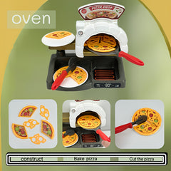 Pretend Play Coffee & Pizza Shop Set w/ Cash Register & Faux Food - Golden Brown