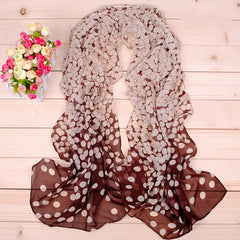 Casual Chiffon Scarf Dot Print Gradient Windproof Shawl Beach Towel