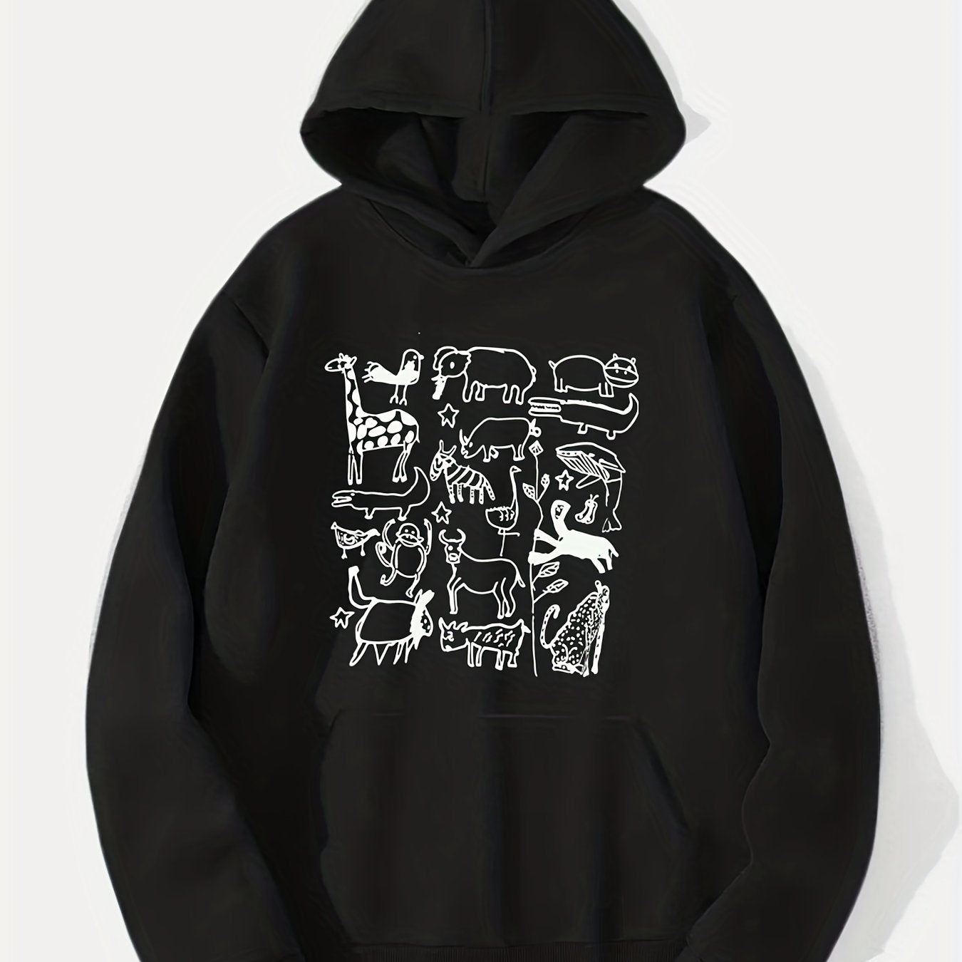 Cartoon Animals Print Hoodie for Men
