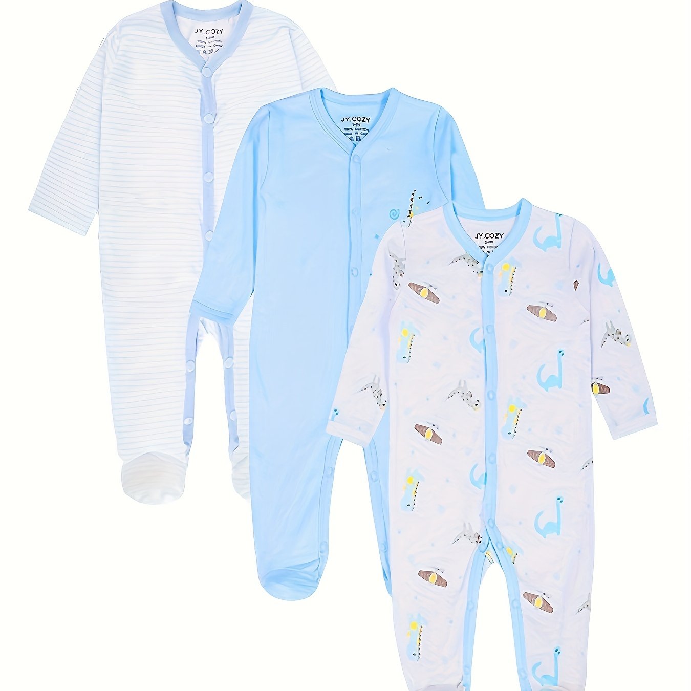 Baby Boy Long Sleeve Rompers 3-Piece Set