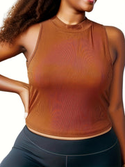 3 Pcs Plus Size Tank Top Set Women's Plus Solid Crew Neck