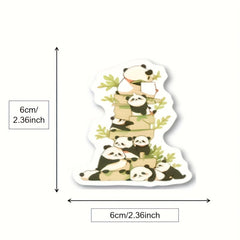 64pcs Pandas Stacking Cartoon Stickers, PVC Waterproof Game Stickers