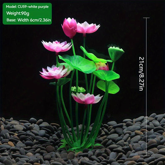 Artificial Lotus Aquarium Ornaments, Aquatic Grass and Flowers
