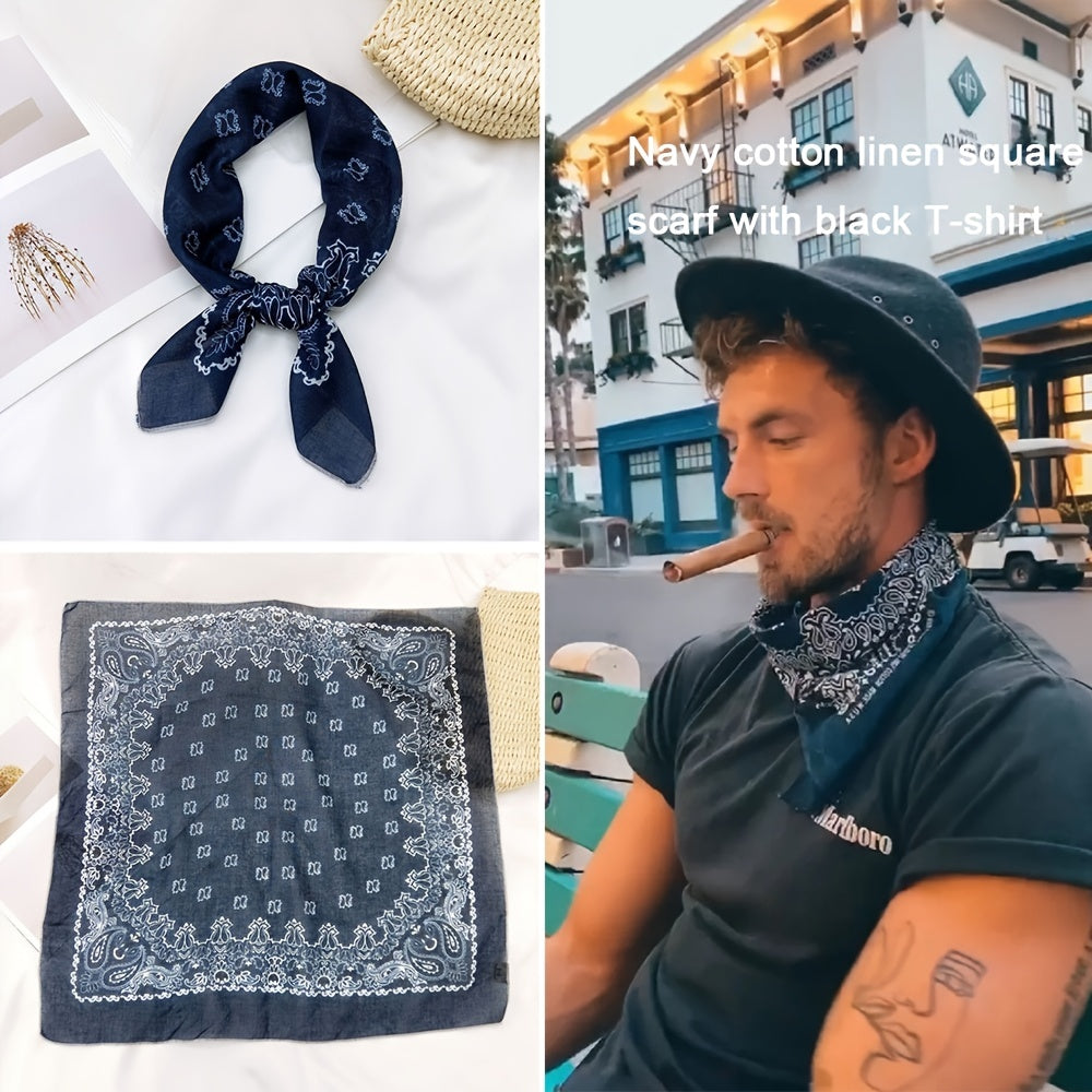Men's Collar Scarf And Linen Square Scarf Handsome Style