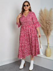 Bell Sleeve V Neck Casual Dress
