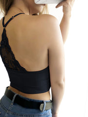 Lace Patch Crop Cami Top Sleeveless Loose Fit Women's Clothing