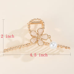 Flower Pearl Hair Claw Metal Hair Clip Strong Nonslip Hair Accessories
