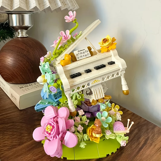 1000 pcs Piano Building Blocks Set Adult Piano Bouquet Decoration