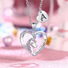 Heart Unicorn Pendant Necklace for Girls