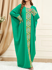 Women's Applique Batwing Sleeve Maxi Dress