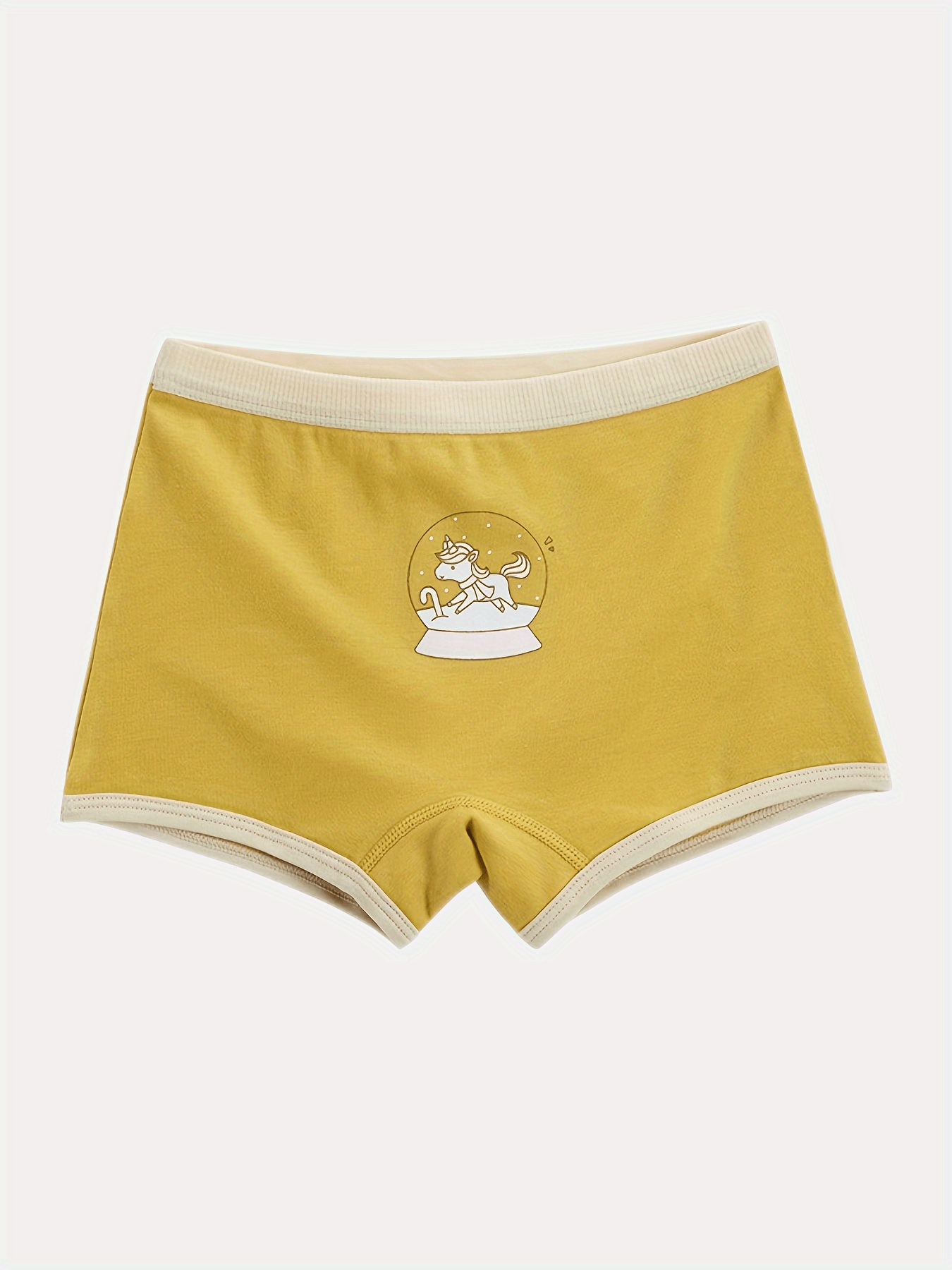 4pcs Girls Boxer Briefs Elastic Waist Astronaut Rabbits Print Underwear