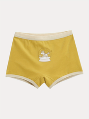 4pcs Girls Boxer Briefs Elastic Waist Astronaut Rabbits Print Underwear