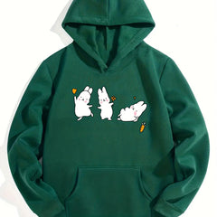 Girls Baby Rabbits Print Hooded Sweatshirt Top