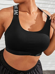 Sports Bra Women's Plus Letter Tape Shockproof Crisscross Back