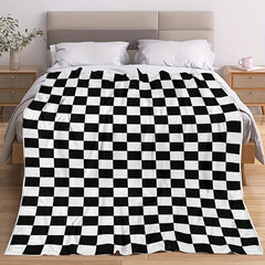 Plaid Flannel Blanket Soft Warm Bed Sofa Camping