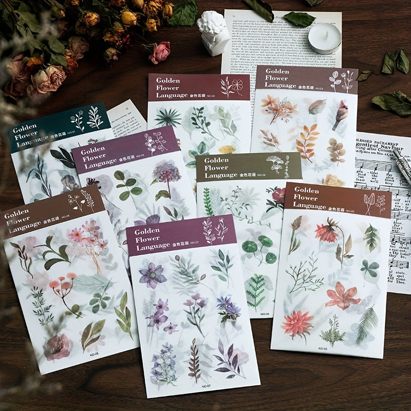 3-Pack Golden Flower Language Stickers