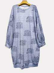 Casual Dress Women's Plus Letter Print Lantern Sleeve