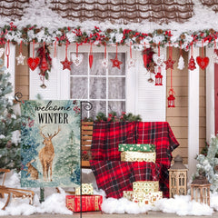 Winter Garden Flag Christmas Reindeer And Rabbit Small Yard Flag