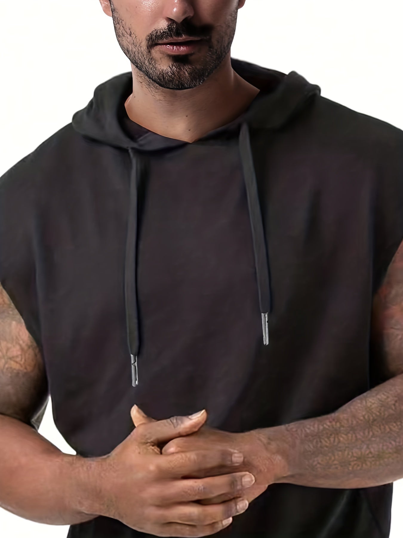 Men's Sleeveless Hoodie Tank Top for Outdoor Workout