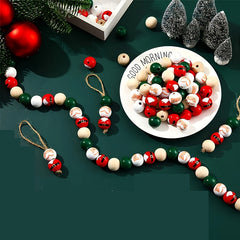 40pcs 20mm Christmas Wood Beads Santa Year's Thanksgiving Winter Bulk