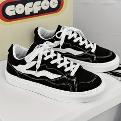 Men's Striped Platform Canvas Skate Shoes