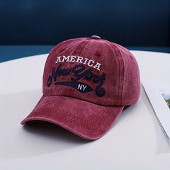 Vintage Embroidery Denim Baseball Cap Distressed Sunshade Hat