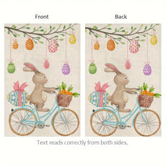 Easter Welcome Garden Flag Double Sided Rabbit Bunny Egg Tree Outside Yard Flag