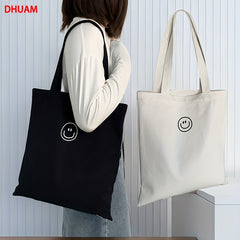Cartoon Canvas Shoulder Bag Large Capacity Lightweight Foldable Reusable
