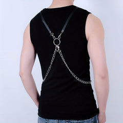 Men's Leather Chain Harness Chest Shoulder Strap Cosplay Costume