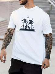 Men's Fish Print Crew Neck Active T-shirt for Summer