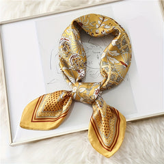 Flower Print Bandana Neckerchief Silk Scarf for Women