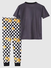 Kid's 2pcs Pajamas Set Sunglasses Dog Print Loungewear PJ Set Boy's Clothes