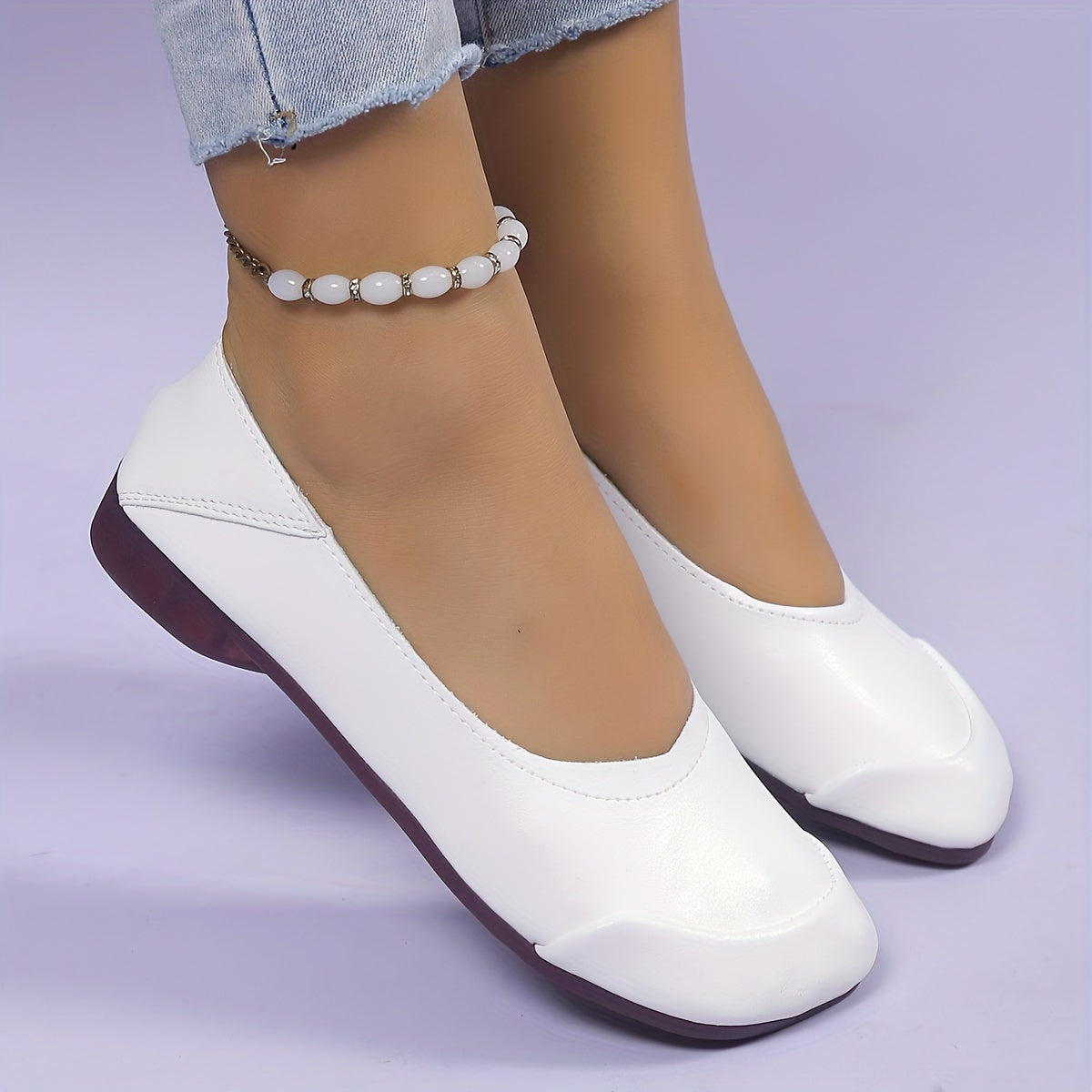 Women's Slip On Flat Shoes Solid Low Non Slip Ballet Shoes