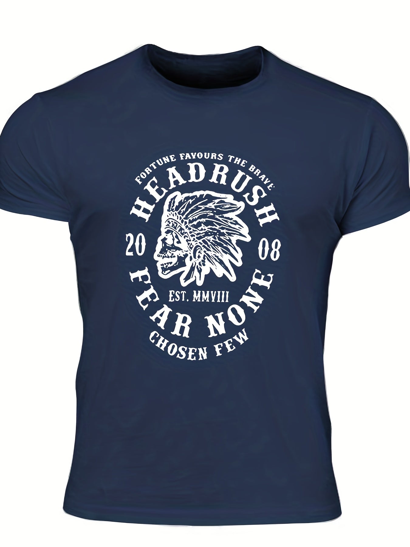 Men's Fear None Print T-shirt Crew Neck Tee