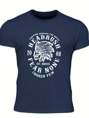 Men's Fear None Print T-shirt Crew Neck Tee