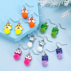 12 Pairs Funky Animals Cartoon Earrings for Men Women Boys Girls