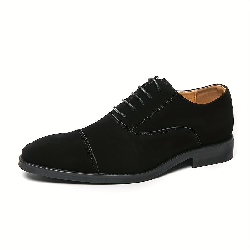 Men's Cap Toe Faux Suede Oxford Shoes Lace Up Formal Dress Business Wedding