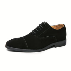 Men's Cap Toe Faux Suede Oxford Shoes Lace Up Formal Dress Business Wedding